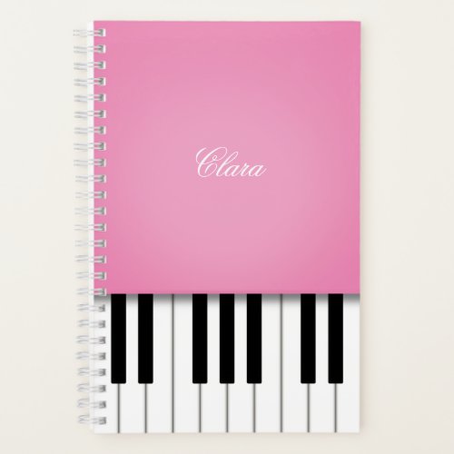 Pretty Pink Piano Music Keyboard Personalized Notebook