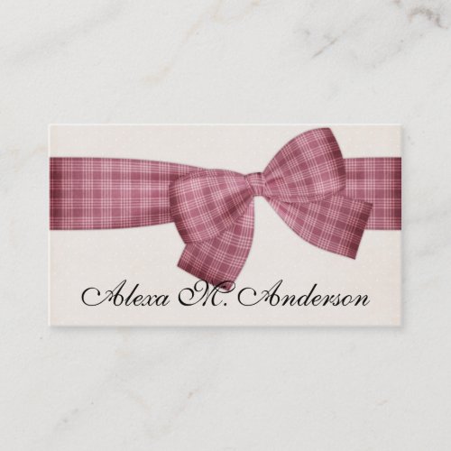 Pretty Pink Plaid Bow Business Cards