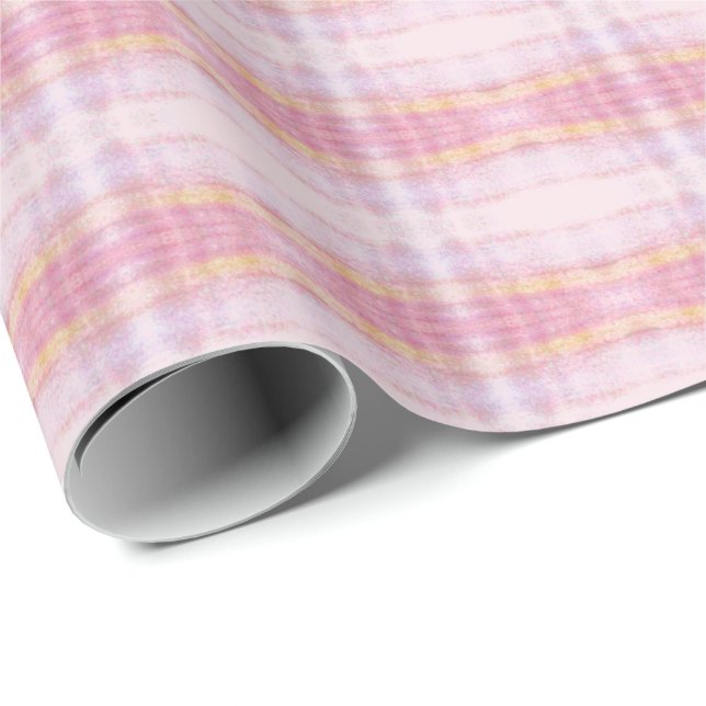 Pretty Pink Plaid Gift Wrap (Roll Corner)