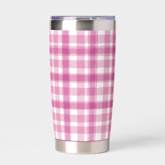 Pretty Pink Plaid  Insulated Tumbler (Front)