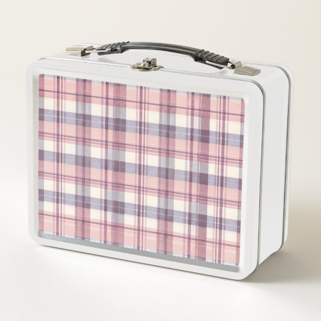 Pretty pink plaid lunchbox  (Front)