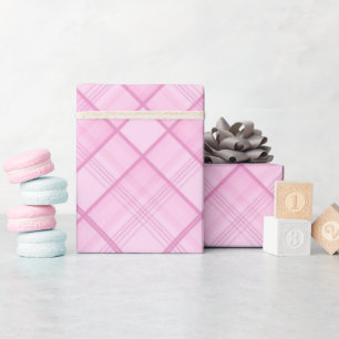 Pretty Pink Plaid Pattern Baby Shower Birthday Wrapping Paper