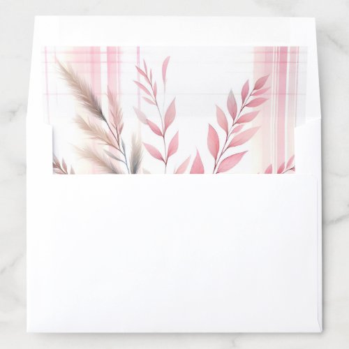 Pretty Pink Plaid Pattern Leaf Leaves  Envelope Liner