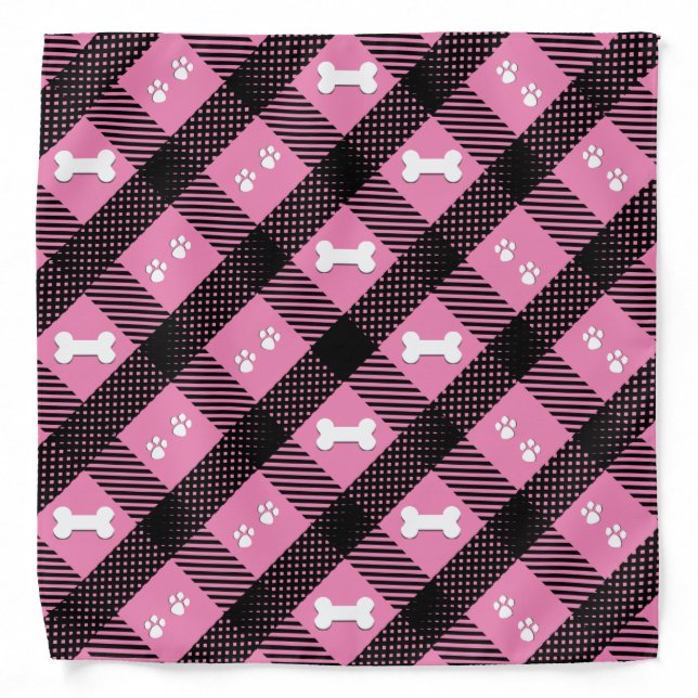Pretty Pink Plaid - Pet  Bandana (Front)