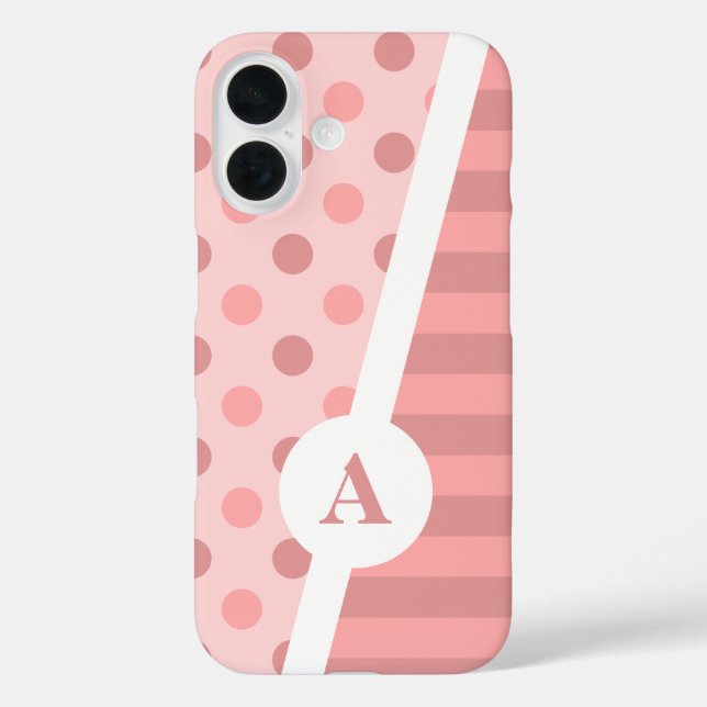 Pretty Pink Polka Dot and Stripe Pattern Case-Mate iPhone Case (Back)
