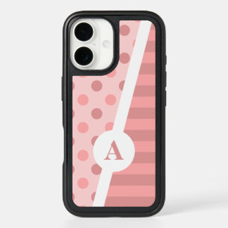 Pretty Pink Polka Dot and Stripe Pattern iPhone 16 Case