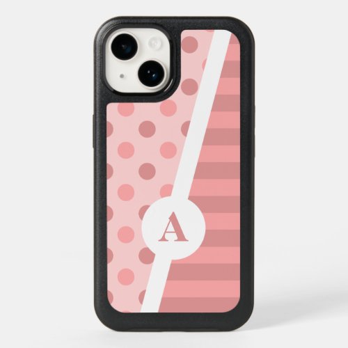 Pretty Pink Polka Dot and Stripe Pattern OtterBox iPhone 14 Case