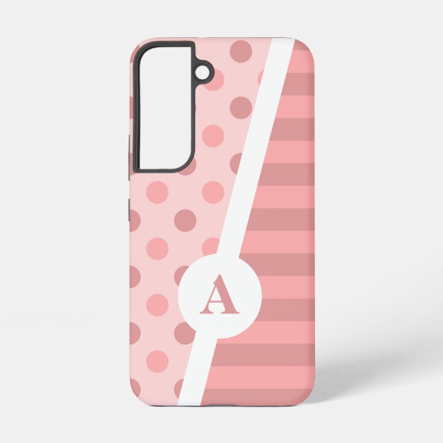 Pretty Pink Polka Dot and Stripe Pattern Samsung Galaxy Case (Back)