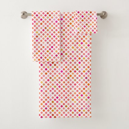Pretty Pink Polka Dot Bath Towels