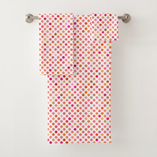 Pretty Pink Polka Dot Bath Towels