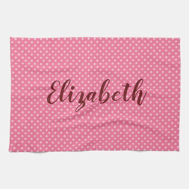 Pretty Pink Polka dots Kitchen Towel (Horizontal)
