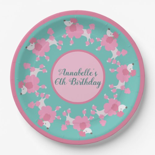 Pretty Pink Poodle Party Personalize Paper Plate