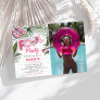 Pretty Pink Pool Party Girl Photo Birthday  Invitation
