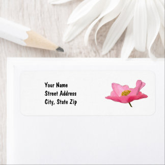 Pretty Pink Poppy Border Personalized Label