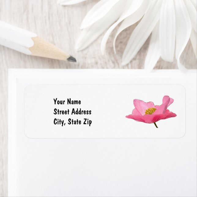 Pretty Pink Poppy Border Personalized Label (Insitu)