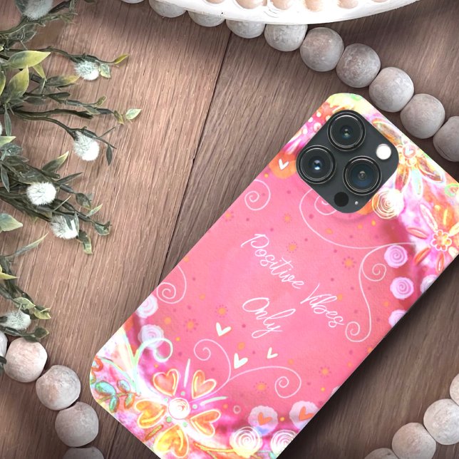 Pretty Pink “Positive Vibes” Quote Inspirivity Case-Mate iPhone Case (Creator Uploaded)