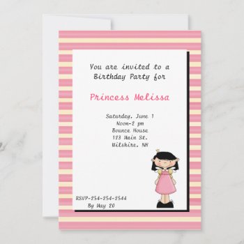 Pretty Pink Princess Birthday Invitation by Lilleaf at Zazzle
