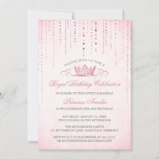 Pretty Pink Princess Birthday Party Invitation