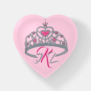 Pretty Pink Princess Crown Sparkly Heart Tiara Paperweight