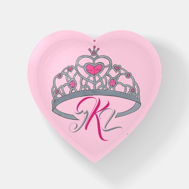 Pretty Pink Princess Crown Sparkly Heart Tiara Paperweight (Front)