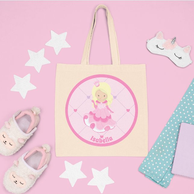 Pretty Pink Princess Custom Girly Kids Tote Bag (Creator Uploaded)