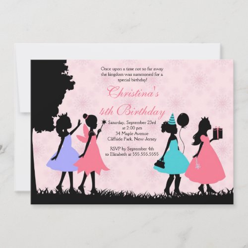Pretty Pink Princess  Fairy Birthday Party Custom Announcement