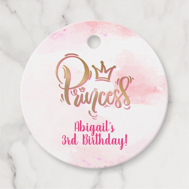 Pretty Pink Princess Favor Tags (Front)