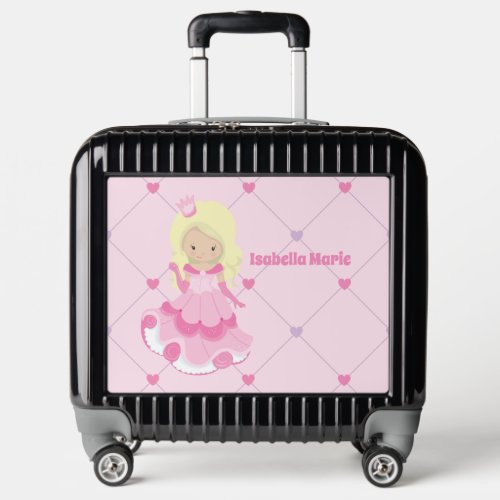 Pretty Pink Princess Girl Personalized Kids Luggage