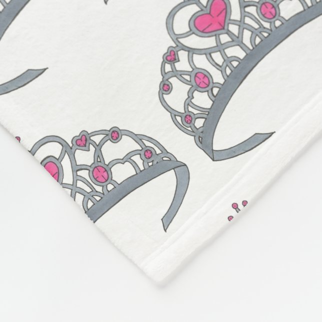Pretty Pink Princess Party Silver Tiara Crown Fleece Blanket (Corner)