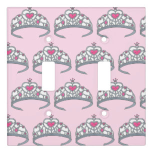 Pretty Pink Princess Party Silver Tiara Crown Light Switch Cover