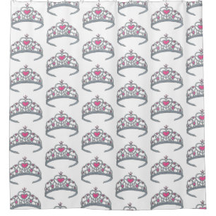 Pretty Pink Princess Party Silver Tiara Crown Shower Curtain