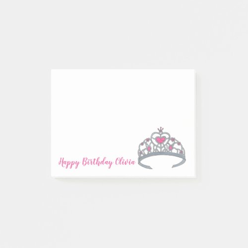 Pretty Pink Princess Tiara Birthday Party Favor Post_it Notes