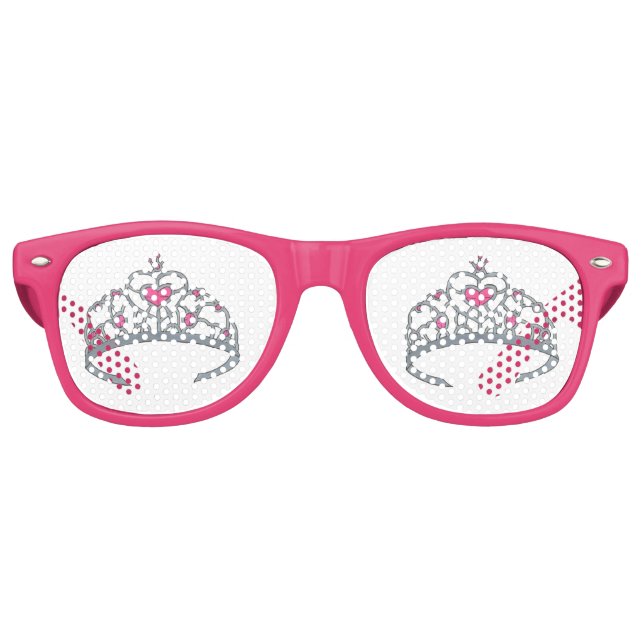 Pretty Pink Princess Tiara Birthday Party Favor Retro Sunglasses (Front)