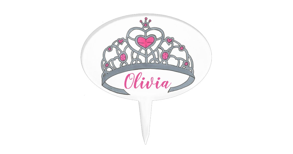 Pretty Pink Princess Tiara Birthday Party Girl Cake Topper | Zazzle