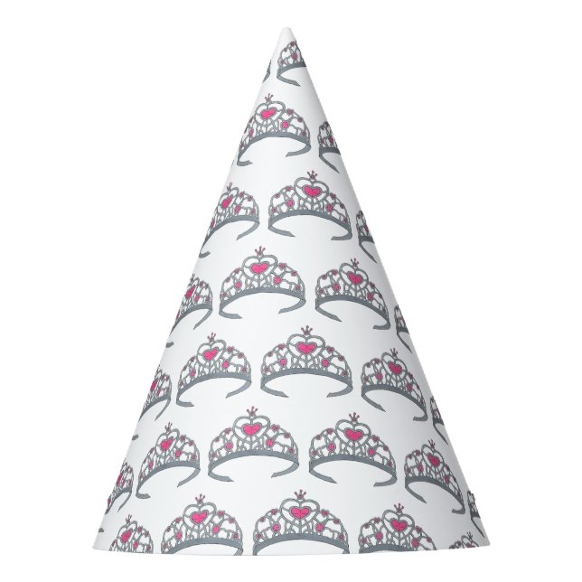 Pretty Pink Princess Tiara Birthday Party Girl Hat (Front)