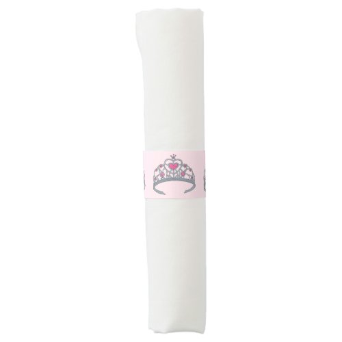 Pretty Pink Princess Tiara Birthday Party Girl Napkin Bands