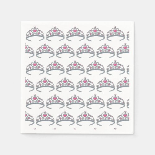 Pretty Pink Princess Tiara Birthday Party Girl Napkins