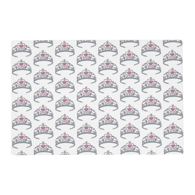 Pretty Pink Princess Tiara Birthday Party Girl Placemat (Front)