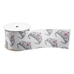 Pretty Pink Princess Tiara Birthday Party Girl Satin Ribbon