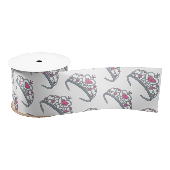 Pretty Pink Princess Tiara Birthday Party Girl Satin Ribbon (Spool)