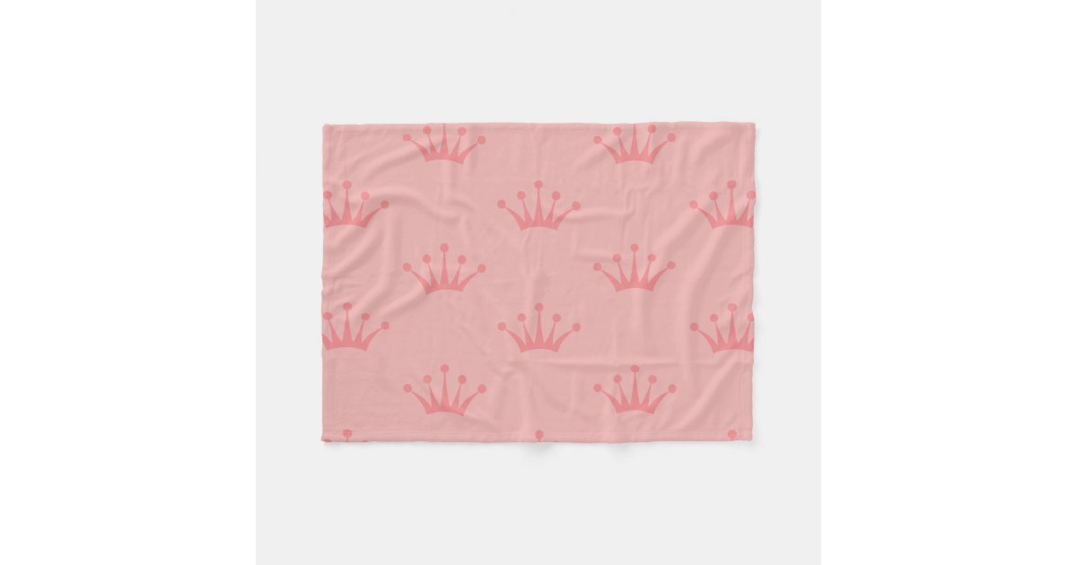 Pretty Pink Princess Tiara Crown Pattern Fleece Blanket Zazzle