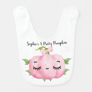Pretty pink pumpkin, baby's first Halloween, Baby Bib