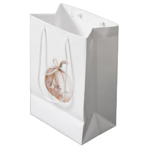 Pretty Pink Pumpkin with Bow Medium Gift Bag