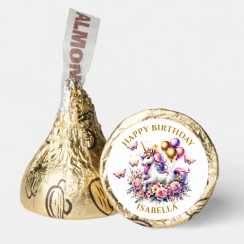 Pretty Pink Purple and Gold Unicorn Birthday  Hersheys Kisses