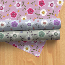 Pretty Pink, Purple, and Gray Floral Botanical