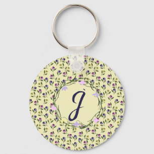 Pretty Pink Purple and Yellow Pansies Keychain