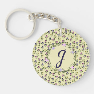 Pretty Pink Purple and Yellow Pansies Keychain