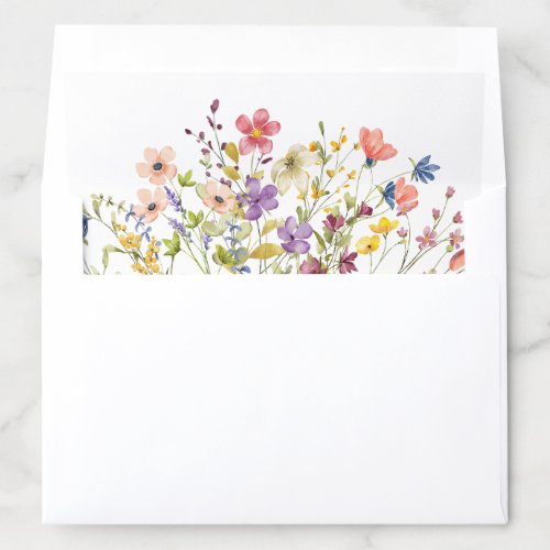 Pretty Pink Purple Blue Yellow Red Wildflowers Envelope Liner