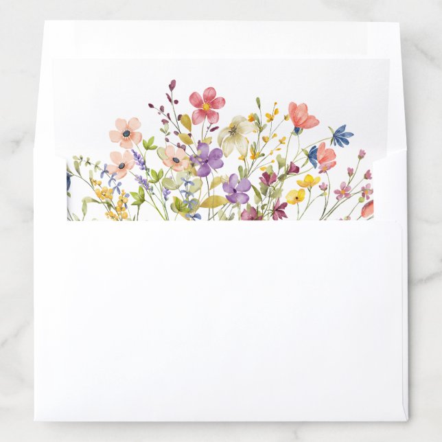 Pretty Pink Purple Blue Yellow Red Wildflowers Envelope Liner (In Envelope)
