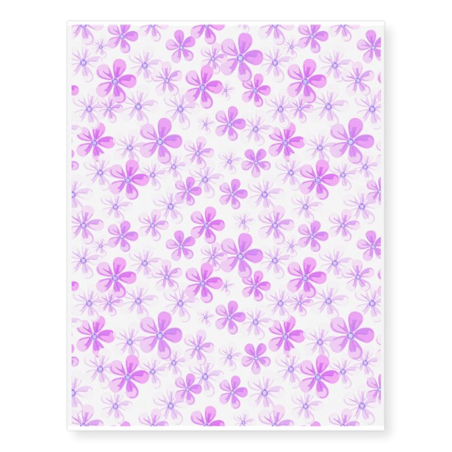 Pretty Pink & Purple Daisies Temporary Tattoos (Front)